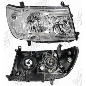 Фара TOYOTA LAND CRUISER 100 05-07 цельная <b>DEPO 212-11H9R-LD-EM</b>