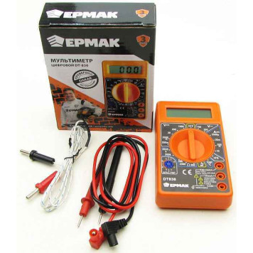 Мультитестер (мультиметр) цифровой Ермак DT-838 со звуковой прозвонкой и термопарой-3