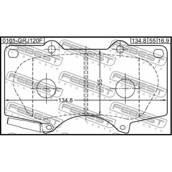 Колодки тормозные дисковые передний для LEXUS GX / MITSUBISHI PAJERO / TOYOTA 4 RUNNER, DYNA, FJ CRUISER, FORTUNER, HILUX, LAND CRUISER 150, LAND CRUISER, SEQUOIA <b>FEBEST 0101-GRJ120F</b>-2