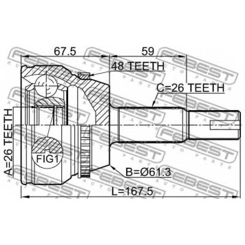 Шарнир приводного вала FEBEST 0110-ACV40L26A48