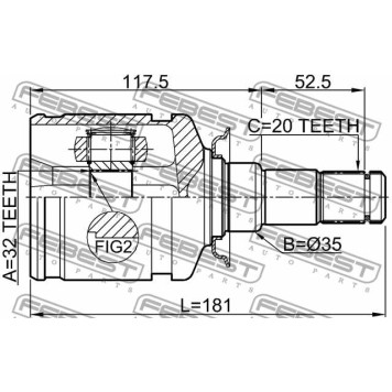 Шарнир приводного вала FEBEST 0111-CT220LH-3