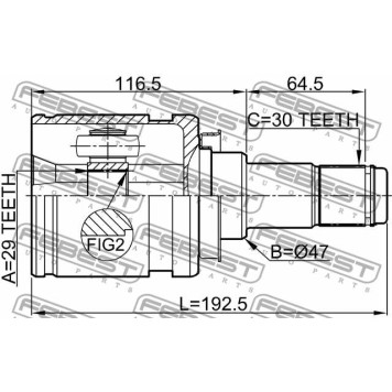 Шарнир приводного вала FEBEST 0111-KUN26-1