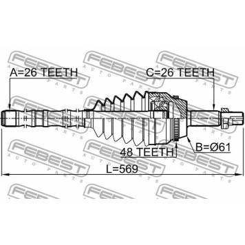 Шарнир приводного вала FEBEST 0114-ACV40L26A48-2