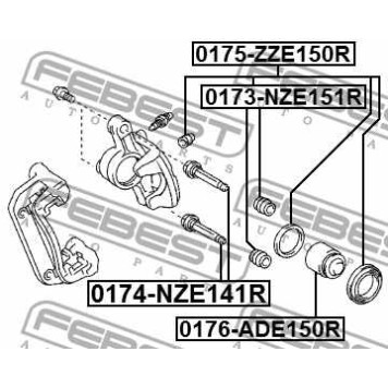 Пыльник, управление корпуса скобы тормоза FEBEST 0173-NZE151R-1