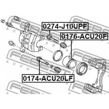 Направляющий болт корпуса скобы тормоза FEBEST 0174-ACU20LF-1