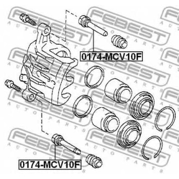 Направляющий болт корпуса скобы тормоза FEBEST 0174-MCV10F-1