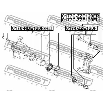 Поршень корпуса скобы тормоза FEBEST 0176-NDE120F-KIT-1