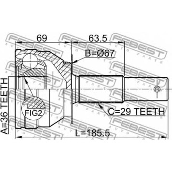 Шарнир приводного вала FEBEST 0210-A60