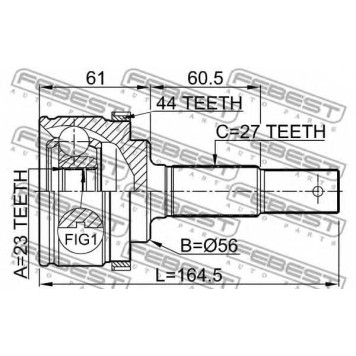 Шарнир приводного вала FEBEST 0210-P12QG16A44