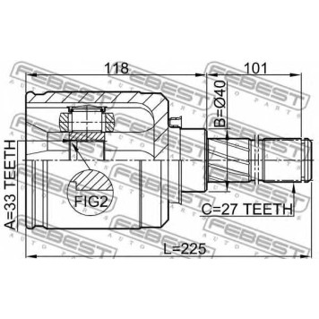 Шарнир приводного вала FEBEST 0211-J1020GLH