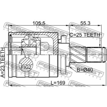 Шарнир приводного вала FEBEST 0211-P10LH-3