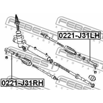 Наконечник поперечной рулевой тяги FEBEST 0221-J31RH-2