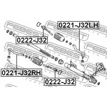 Наконечник поперечной рулевой тяги FEBEST 0221-J32LH-1