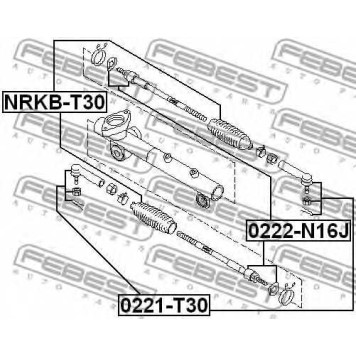 Наконечник поперечной рулевой тяги FEBEST 0221-T30-1