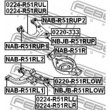 Рычаг независимой подвески колеса FEBEST 0224-R51RLL-1