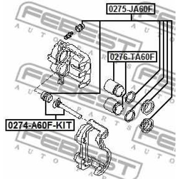 Направляющий болт корпуса скобы тормоза FEBEST 0274-A60F-KIT