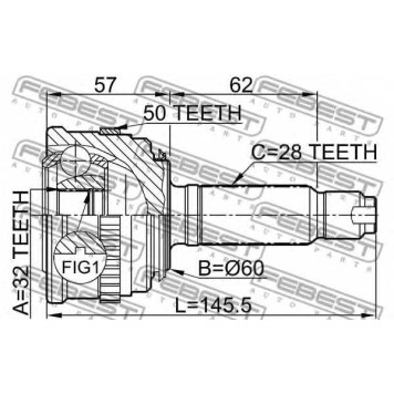 Шарнир приводного вала FEBEST 0310-022A50