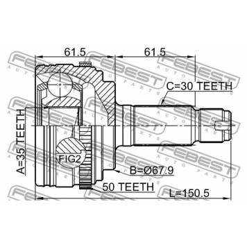 Шарнир приводного вала FEBEST 0310-MRVA50-1