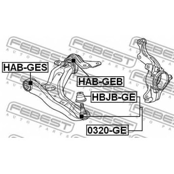 Несущий / направляющий шарнир FEBEST 0320-GE-1