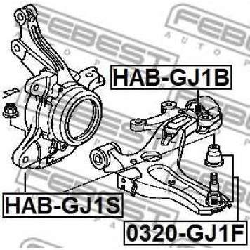 Несущий / направляющий шарнир FEBEST 0320-GJ1F
