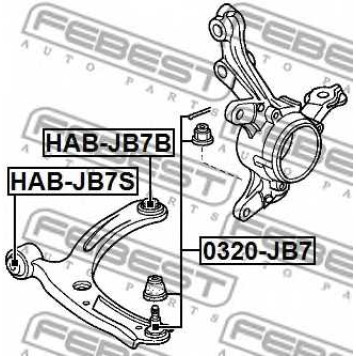 Несущий / направляющий шарнир FEBEST 0320-JB7