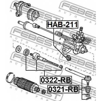 Осевой шарнир рулевой тяги FEBEST 0322-RB