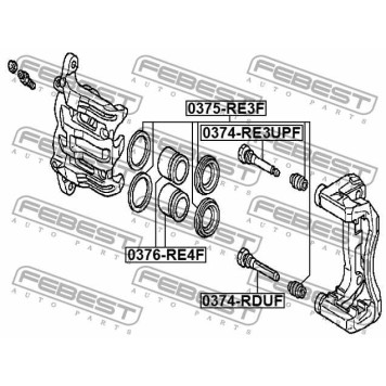 Направляющий болт корпуса скобы тормоза FEBEST 0374-RE3UPF-2