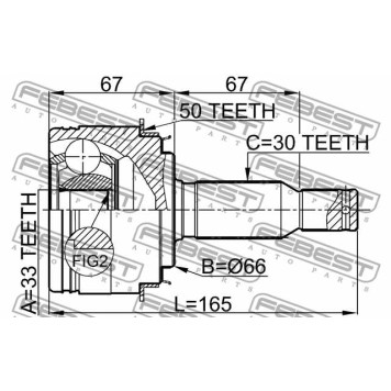 Шарнир приводного вала FEBEST 0410-V75A50-2