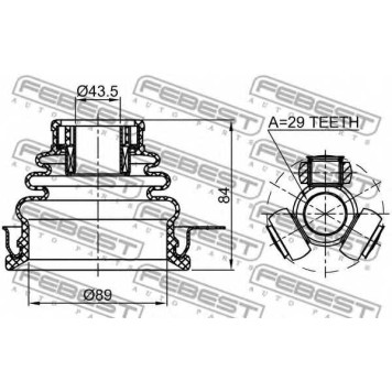 Шарнир приводного вала FEBEST 0411-DALH-1