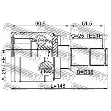 Шарнир приводного вала FEBEST 0411-H77WRH-2