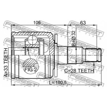 Шарнир приводного вала FEBEST 0411-KB4LH-1