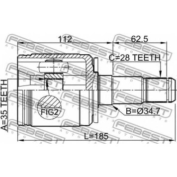 Шарнир приводного вала FEBEST 0411-V97LH