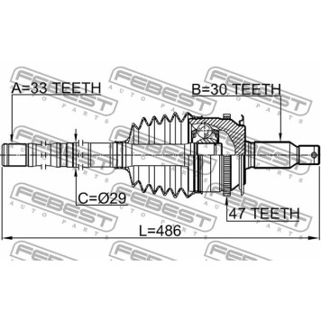 Шарнир приводного вала FEBEST 0414-KB4A47L-2