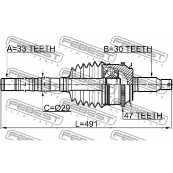 Шарнир приводного вала FEBEST 0414-KB4A47R-1