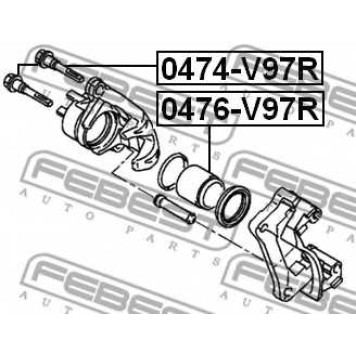 Направляющий болт корпуса скобы тормоза FEBEST 0474-V97R