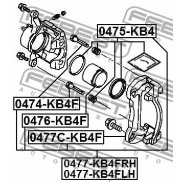 Комплект поддержки корпуса скобы тормоза FEBEST 0477C-KB4F-2