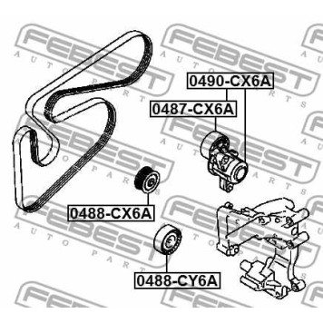 Паразитный / ведущий ролик поликлинового ременя FEBEST 0488-CY6A-2