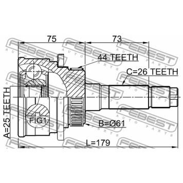 Шарнир приводного вала FEBEST 0510-B25A44-2