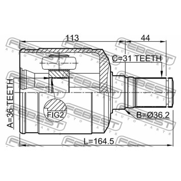 Шарнир приводного вала FEBEST 0511-CX7LH-2