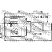 Шарнир приводного вала FEBEST 0511-M2ATLH