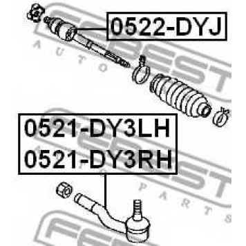 Наконечник поперечной рулевой тяги FEBEST 0521-DY3LH-1