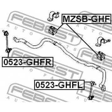 Тяга / стойка стабилизатора FEBEST 0523-GHFR-1