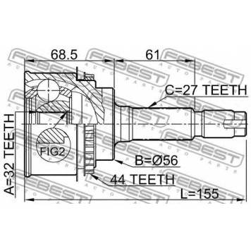 Шарнир приводного вала FEBEST 0810-027A44