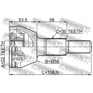 Шарнир приводного вала FEBEST 1010-C100