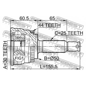 Шарнир приводного вала FEBEST 1210-014A44