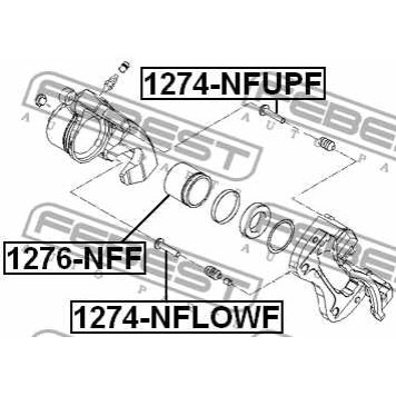 Направляющий болт корпуса скобы тормоза FEBEST 1274-NFLOWF-2