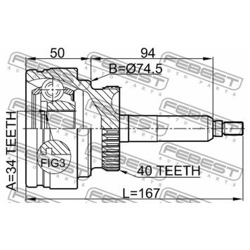 Шарнир приводного вала FEBEST 1410-REXIIPTA40-2
