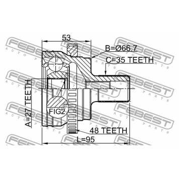 Шарнир приводного вала FEBEST 1610-220A48-2