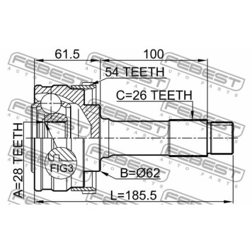 Шарнир приводного вала FEBEST 1610-460A54-2