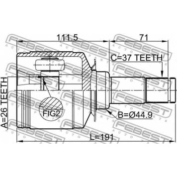 Шарнир приводного вала FEBEST 1611-164FLH